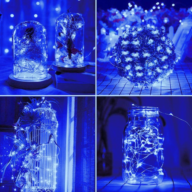 DAYLIGHTIR 2 Pack Total 200 LED 66FT Solar Powered Copper Wire String Lights Outdoor, Waterproof, 8 Modes Fairy Lights for Garden, Patio, Party, Yard, Christmas (Blue) - Image 4